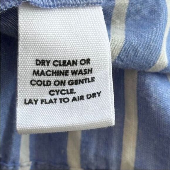 Apiece Apart Adorna Smocked Striped Cotton Mini Dress Blue White Size Medium - Picture 8 of 9